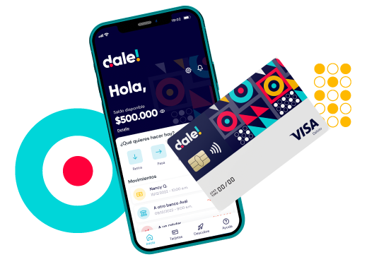 Celular con aplicación de dale! y tarjeta débito dale!