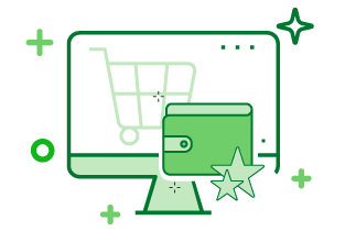icono monitor con tarjeta de credito