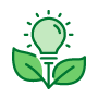 Icono verde planta con dos hojas y bombillo