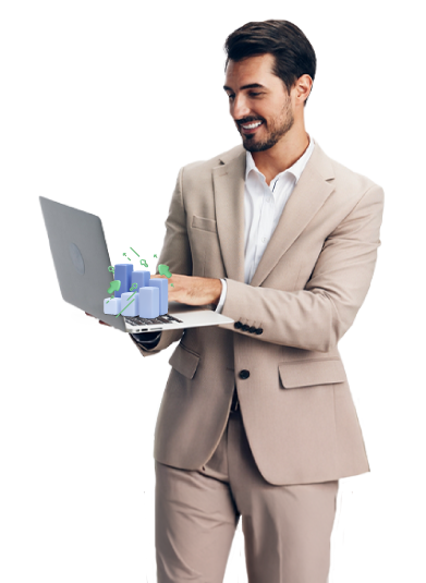 Hombre empresario con laptop