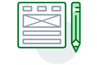 Icono formato con imagenes y texto y un lapiz