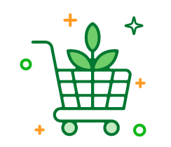 Icono carro de compras con una planta