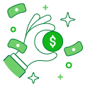 Icono de mano sosteniendo una moneda