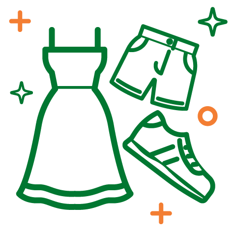 Icono vesido, pantaloneta y zapato