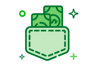 icono bolsillo con billetes