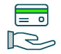 Icono de mano sosteniendo una tarjeta de pago
