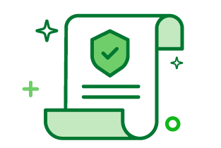 icon verde - hoja de papel con pliegues e icono check ok