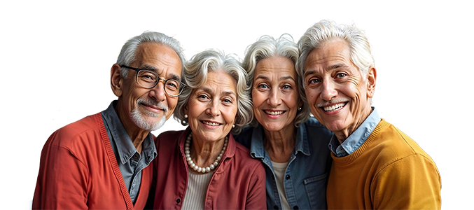 Grupo de hombres y mujeres de la tercera edad sonrientes
