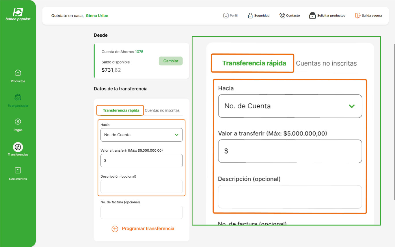 Imagen del dashboard del aplicativo