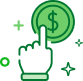 Icono de una mano apuntando una moneda