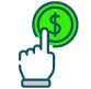 Icono de una mano apuntando una moneda