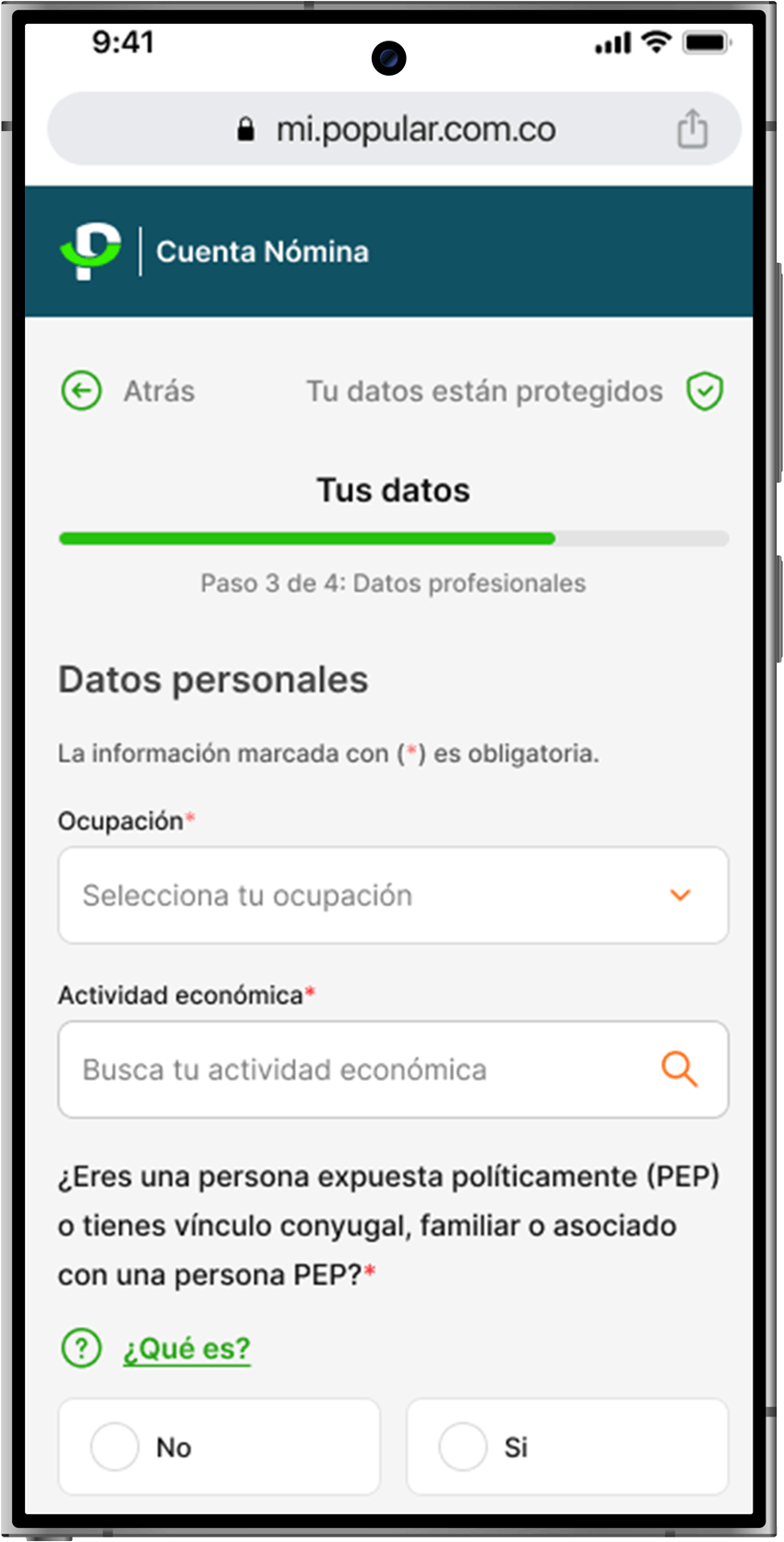 celular con imagen de como abrir tus bolsillos