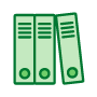 Icono verde libros ubicados verticalmente