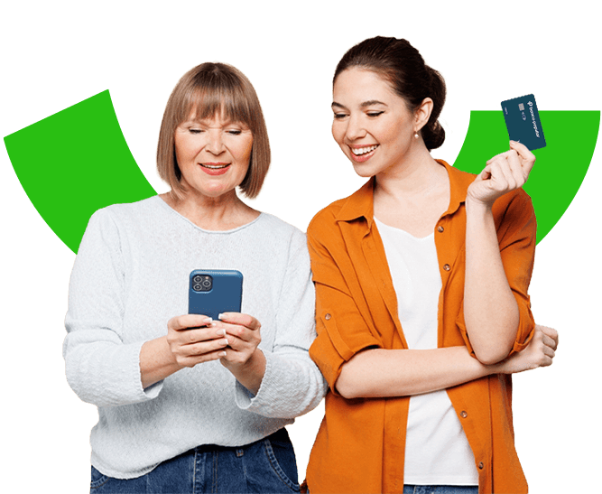 Dos mujeres bloqueando su tarjeta de creditó a traves de su celular