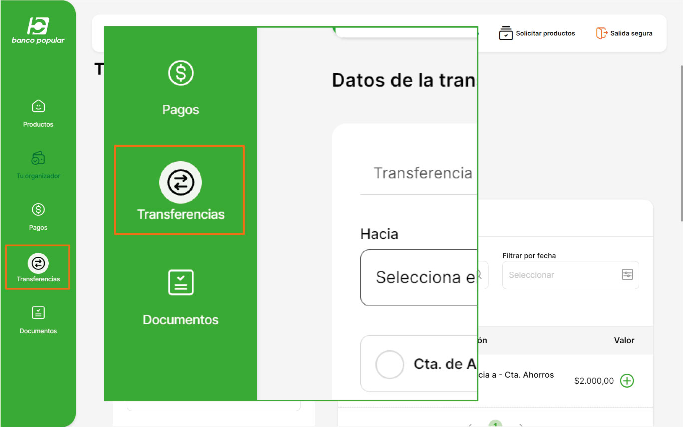 Imagen del panel de opciones