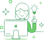 icono de una persona frente a un computador proyectando una idea
