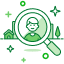 icono persona dentro de lupa